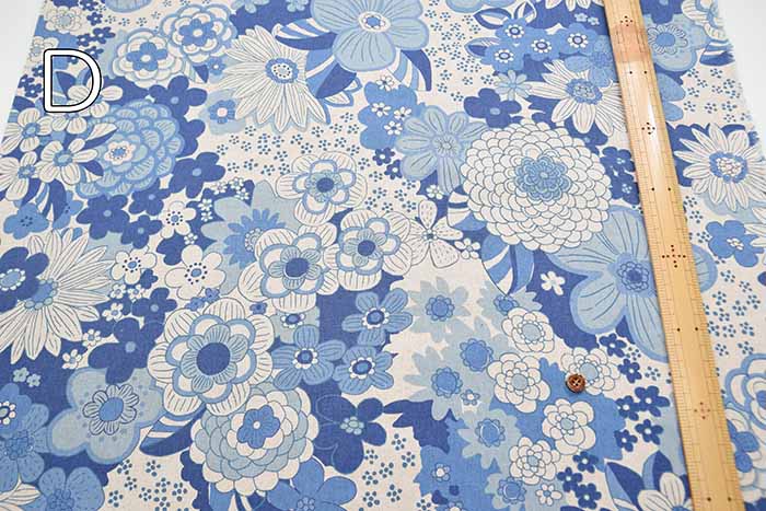 C/L Canvas Printed Fabric KNAP Big Flower - nomura tailor