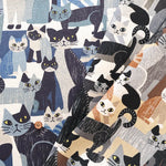 C/L Canvas Printed Fabric - ART ANIMAL cat - nomura tailor