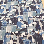C/L Canvas Printed Fabric - ART ANIMAL cat - nomura tailor
