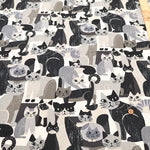C/L Canvas Printed Fabric - ART ANIMAL cat - nomura tailor