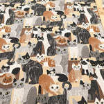 C/L Canvas Printed Fabric - ART ANIMAL cat - nomura tailor