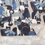 C/L Canvas Printed Fabric - ART ANIMAL cat - nomura tailor