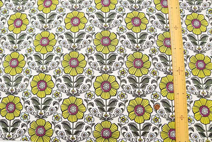 Cotton Ox Printed Fabric JAMBO Geometric Floral Pattern - nomura tailor