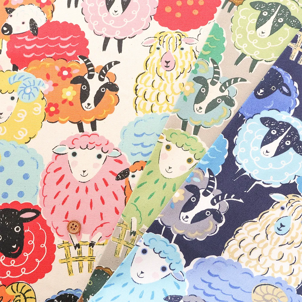 Cotton Oxford Printed Fabric Powerful Animal - Sheep - nomura tailor