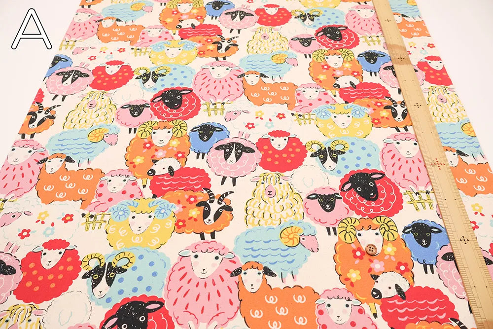 Cotton Oxford Printed Fabric Powerful Animal - Sheep - nomura tailor