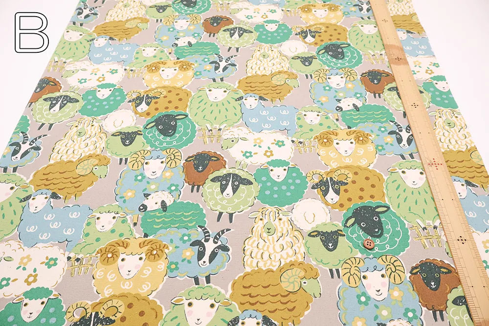 Cotton Oxford Printed Fabric Powerful Animal - Sheep - nomura tailor
