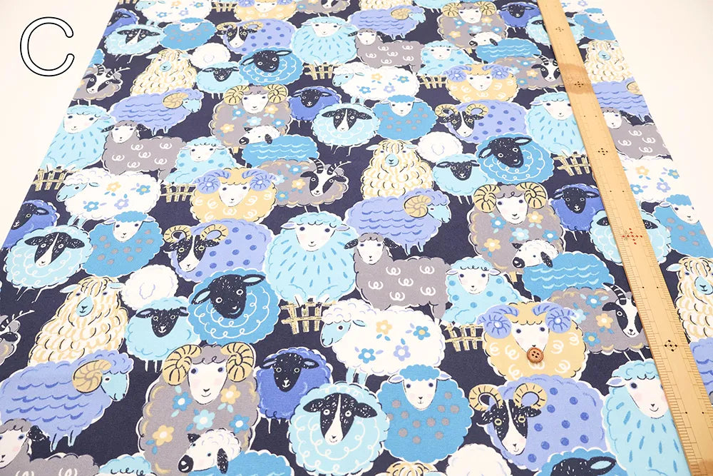 Cotton Oxford Printed Fabric Powerful Animal - Sheep - nomura tailor