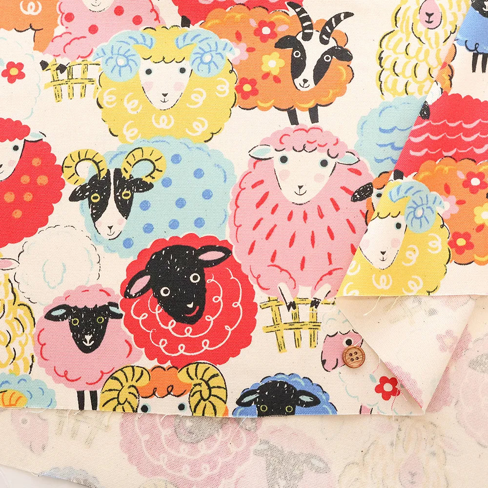 Cotton Oxford Printed Fabric Powerful Animal - Sheep - nomura tailor