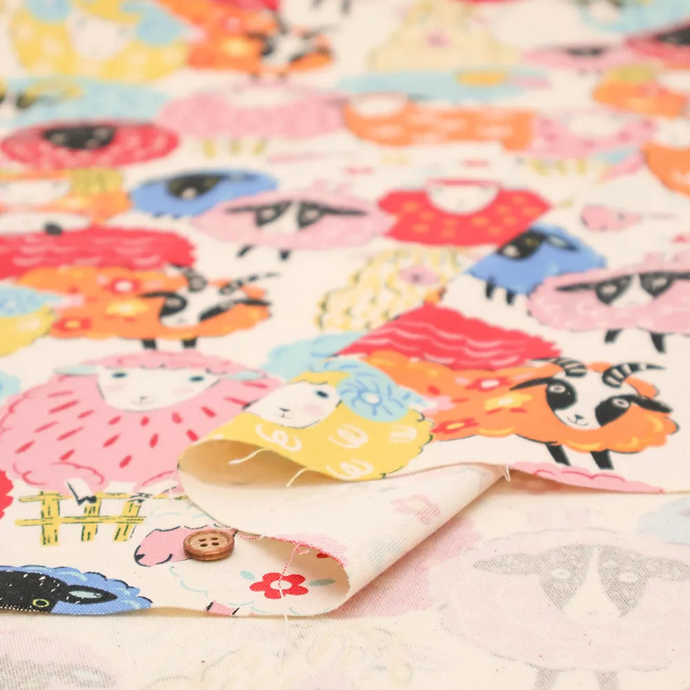 Cotton Oxford Printed Fabric Powerful Animal - Sheep - nomura tailor