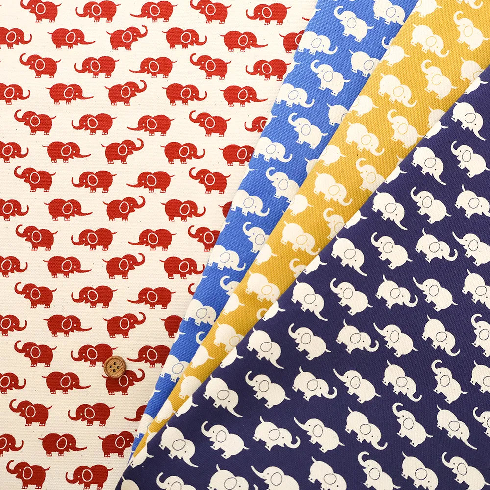 Cotton Oxford Printed Fabric - Elephant - nomura tailor