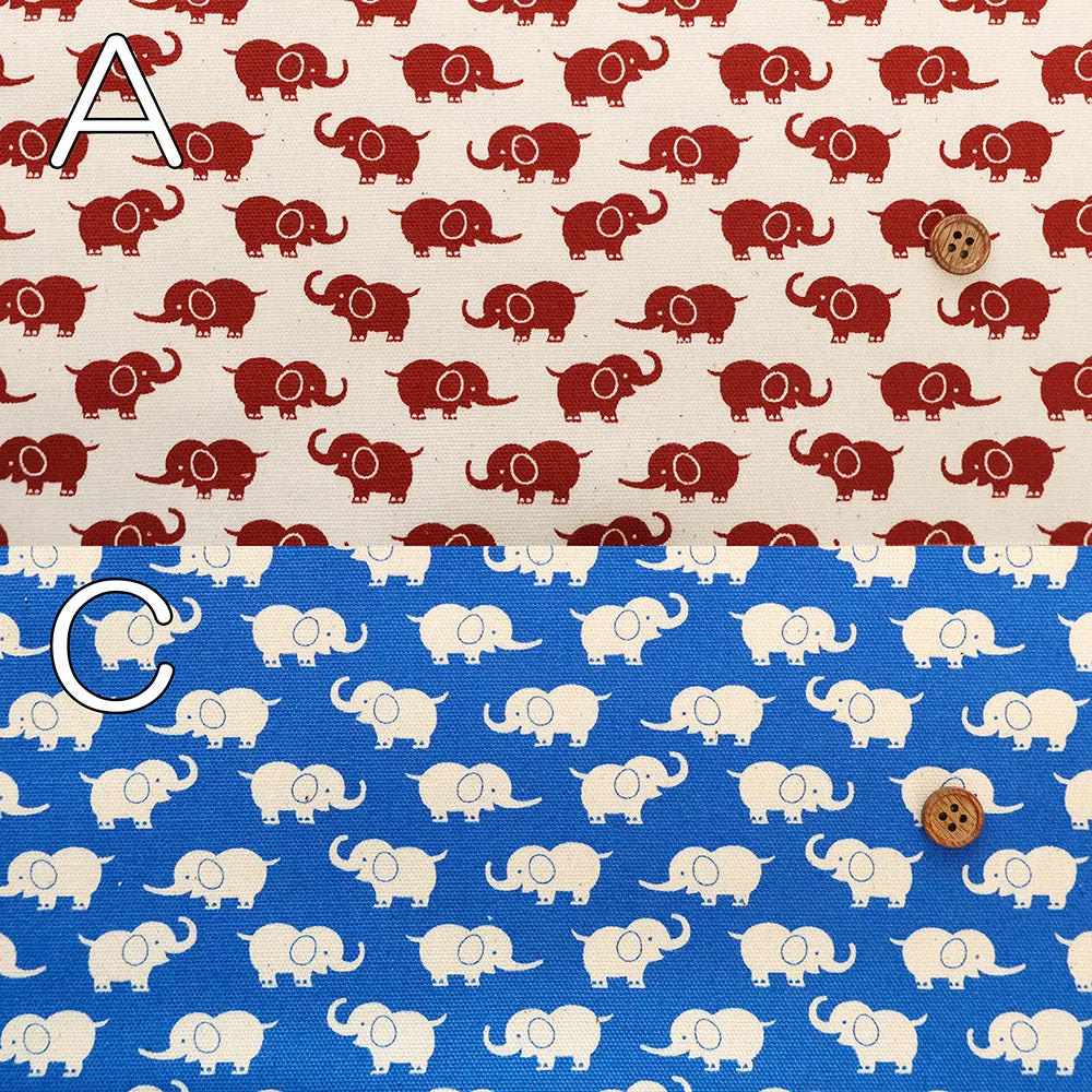 Cotton Oxford Printed Fabric - Elephant - nomura tailor