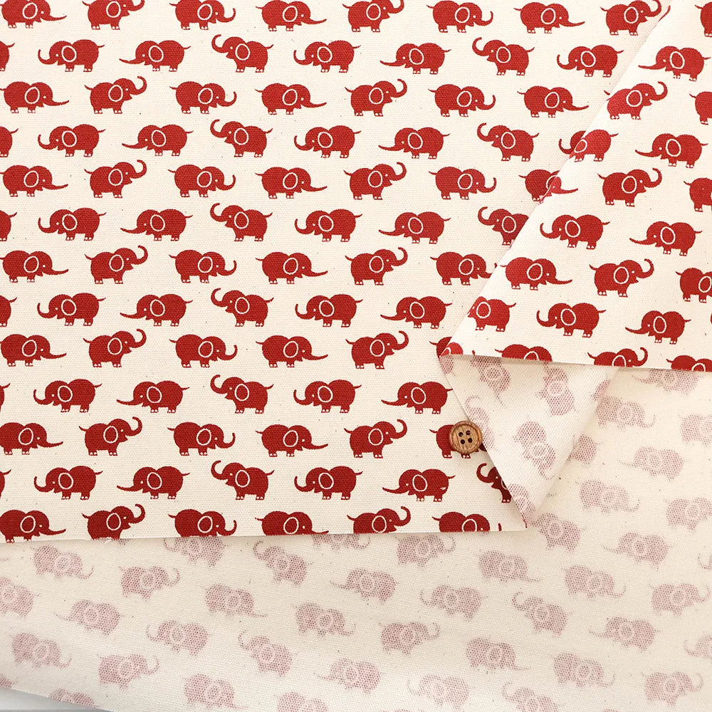 Cotton Oxford Printed Fabric - Elephant - nomura tailor