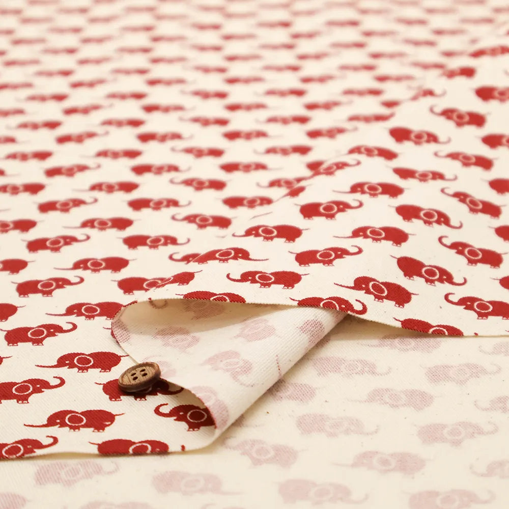 Cotton Oxford Printed Fabric - Elephant - nomura tailor