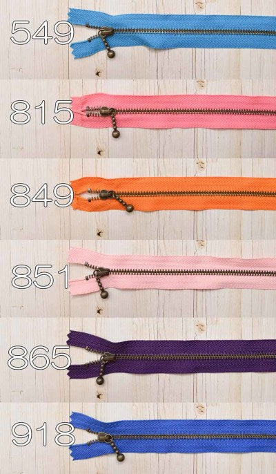YKK Metal Zipper with Ball Pull - Size #3, 20cm [Standard Color: Antique Gold] - nomura tailor
