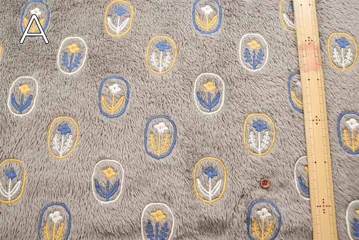 Polyester Boa fleece embroidery fabric Flamed Flower - nomura tailor