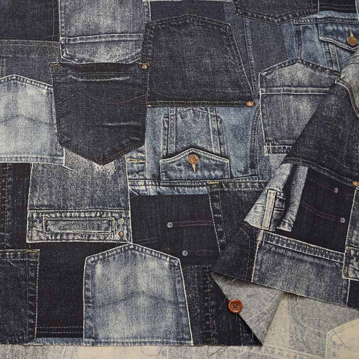 Cotton Ox Printed Fabric Denim Patch - nomura tailor