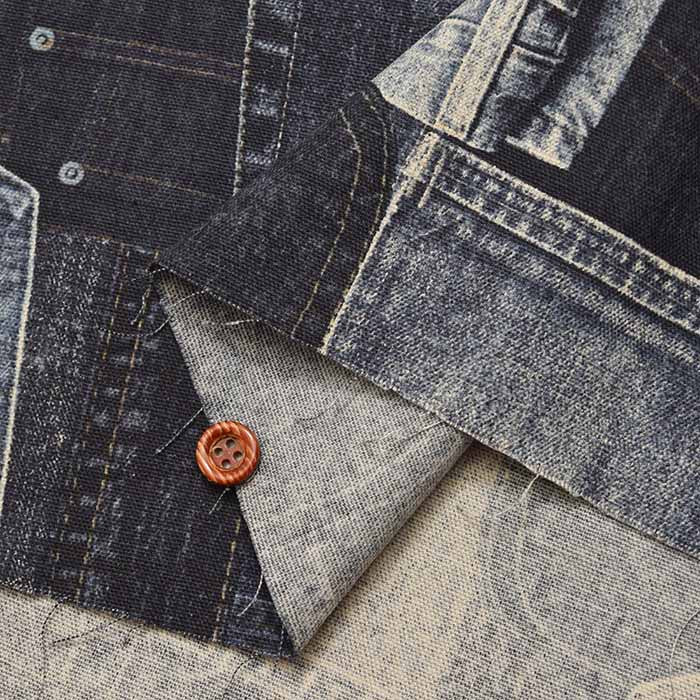 Cotton Ox Printed Fabric Denim Patch - nomura tailor