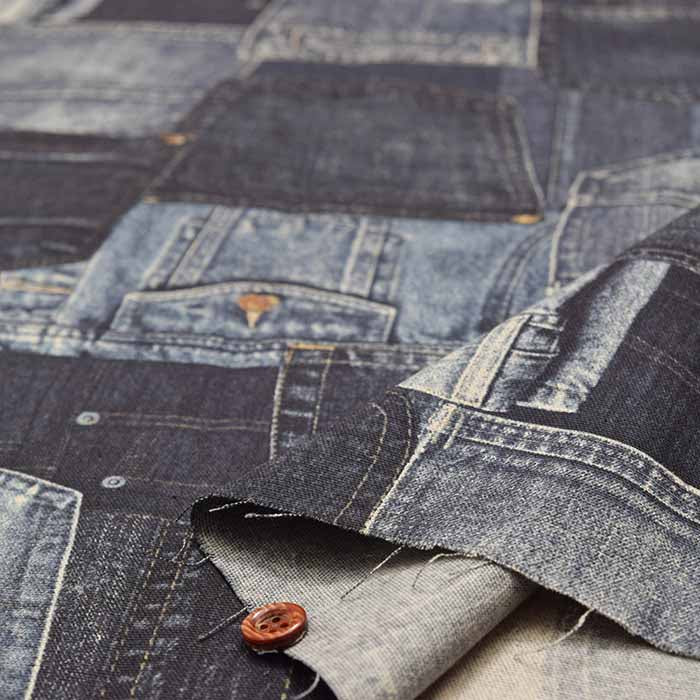 Cotton Ox Printed Fabric Denim Patch - nomura tailor