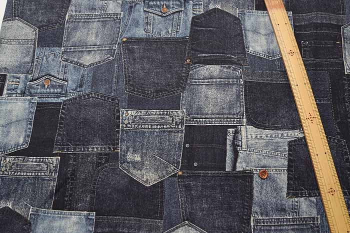 Cotton Ox Printed Fabric Denim Patch - nomura tailor