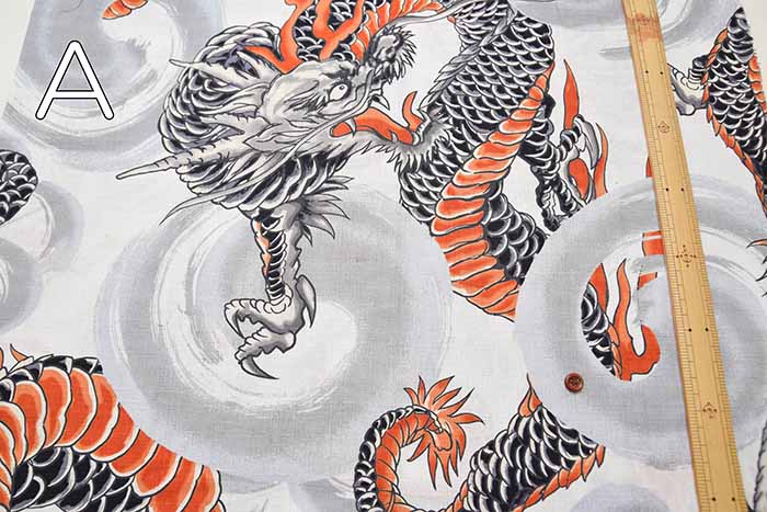 Cotton dobby print fabric Large dragon - nomura tailor