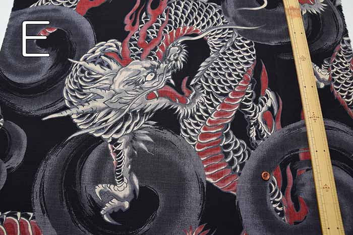 Cotton dobby print fabric Large dragon - nomura tailor