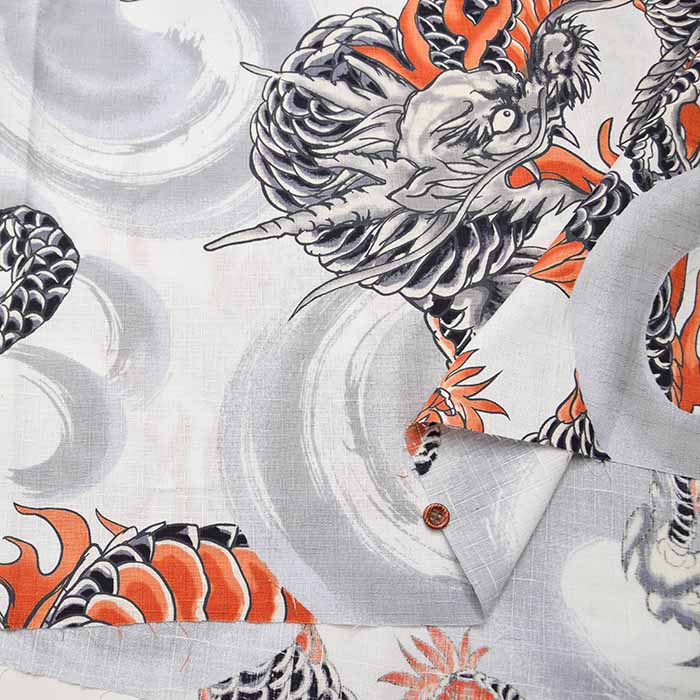 Cotton dobby print fabric Large dragon - nomura tailor