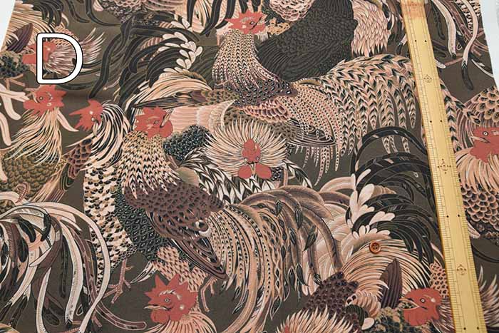 Rayon Chirimen Printed Fabric "Chicken Group" by Jakuchu Ito - nomura tailor