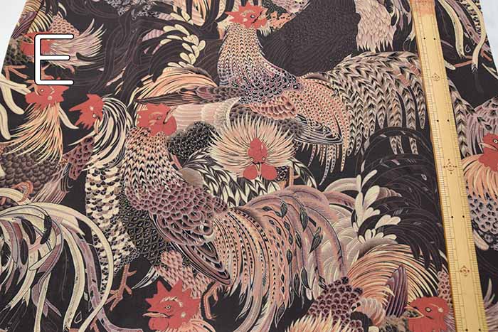 Rayon Chirimen Printed Fabric "Chicken Group" by Jakuchu Ito - nomura tailor