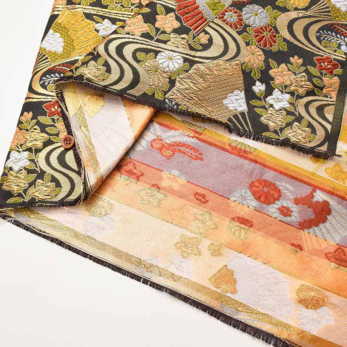 Gold Brocade with Fan and Stream Design - nomura tailor