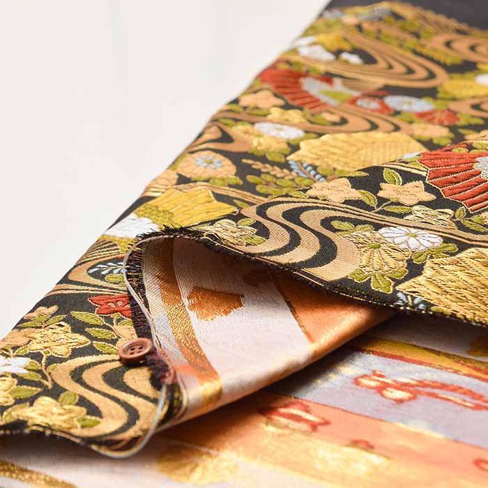 Gold Brocade with Fan and Stream Design - nomura tailor