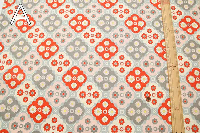 Cotton twill printed fabric with floral tile pattern - nomura tailor