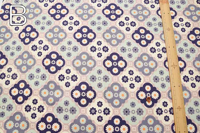 Cotton twill printed fabric with floral tile pattern - nomura tailor