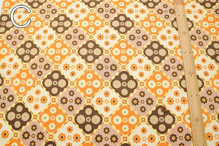 Cotton twill printed fabric with floral tile pattern - nomura tailor