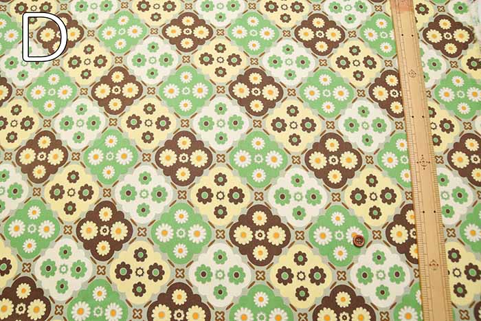 Cotton twill printed fabric with floral tile pattern - nomura tailor